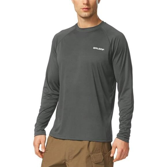 Mens UPF 50 Long Sleeve Sun Shirt Quick Dry Rash Guard Hiking Fishing Tee - Picture 7 of 7